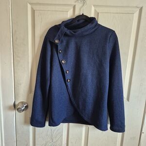 Navy Blue Women's Asymmetrical Leather Jacket